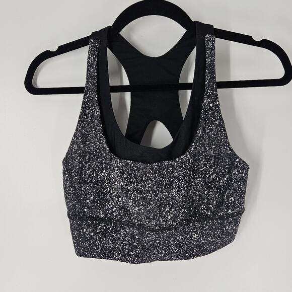 Lululemon Mini Splatter White Black Run Stuff Your Bra Long Line Bra 8 - Picture 5 of 11
